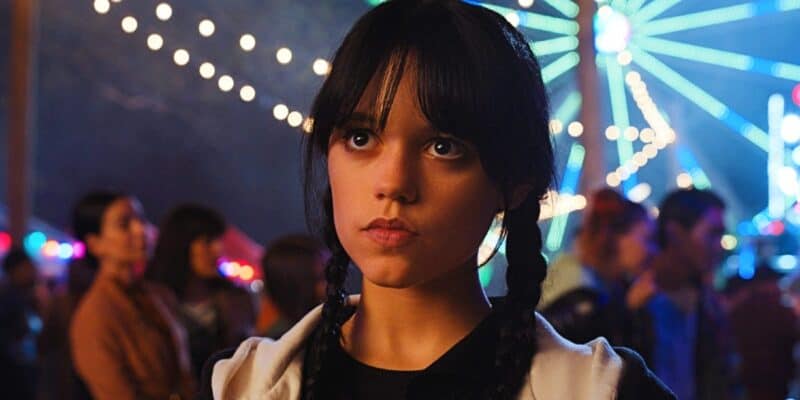 Jenna Ortega at a carnival in 'Wednesday'