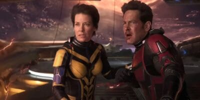 Wasp and Ant-Man looking scared and hurt in the Quantum Realm