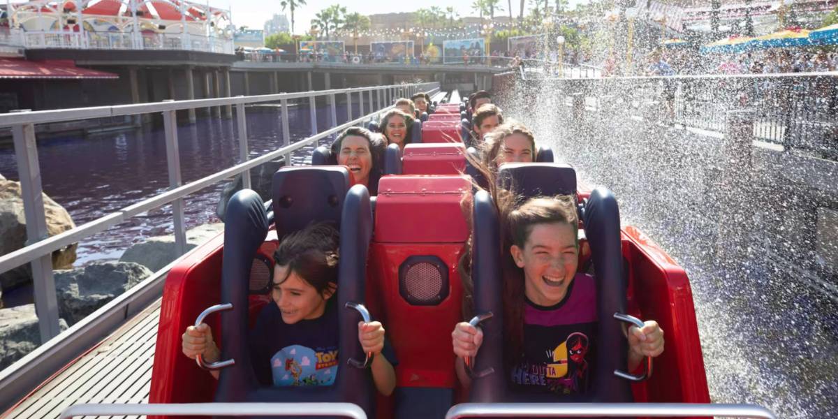 Children smiling on the Incredicoaster launch at Disney California Adventure in Disneyland Resort