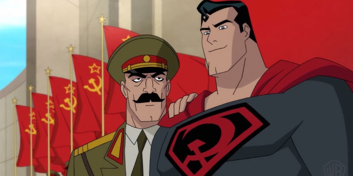 A general putting his hand on Superman's shoulder in Red Son