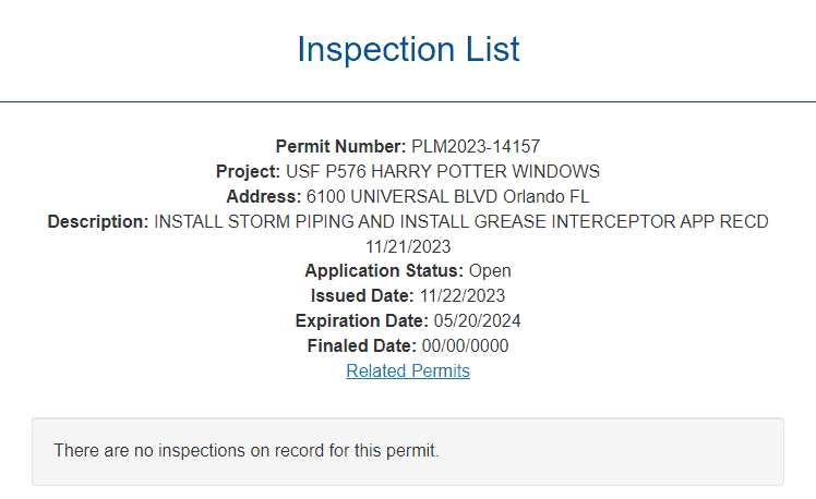 Wizarding World Harry Potter - Universal Orlando Resort permit filing through the City of Orlando.