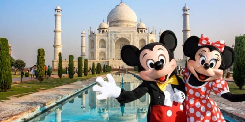 Taj Mahal with Mickey and Minnie Mouse
