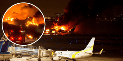 Japan airlines plane burst into flames after collision