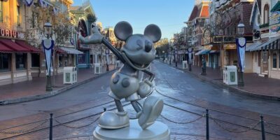 Mickey Mouse Disney100 statue in Disneyland