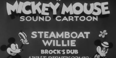 The opening title of Brock Baker's 'Steamboat Willie' parody