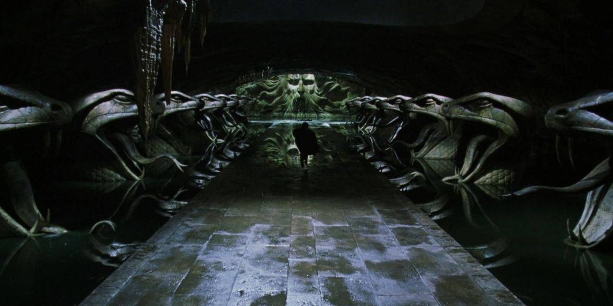 Harry Potter runs through the Chamber of Secrets