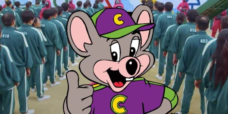 Chuck E. Cheese with Squid Game contestants