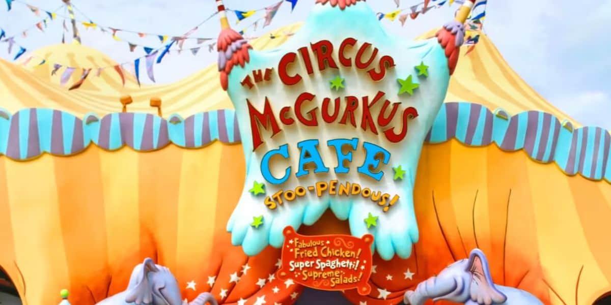 The Circus McGurkus exterior in Seuss Landing at Islands of Adventure inside of Universal Orlando Resort.