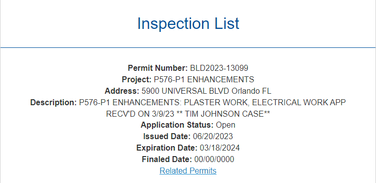 Wizarding World Harry Potter - Universal Orlando Resort permit filing through the City of Orlando.