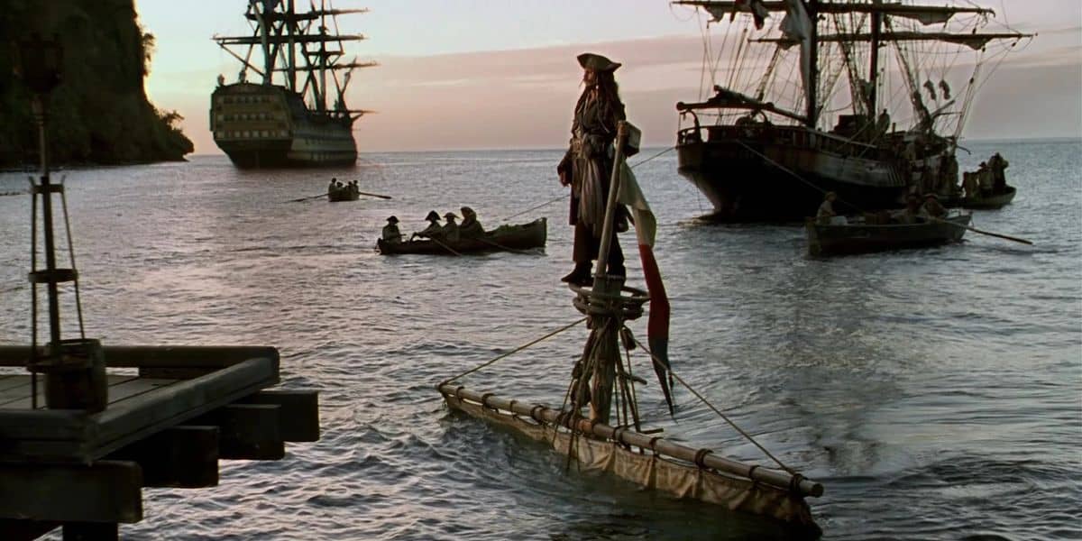 Captain Jack Sparrow on a sinking ship