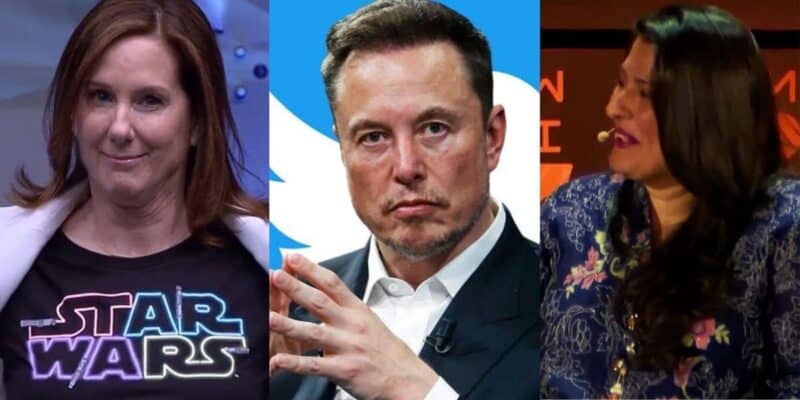 Kathleen Kennedy, Elon Musk, and Sharmeen Obaid-Chinoy in a collage