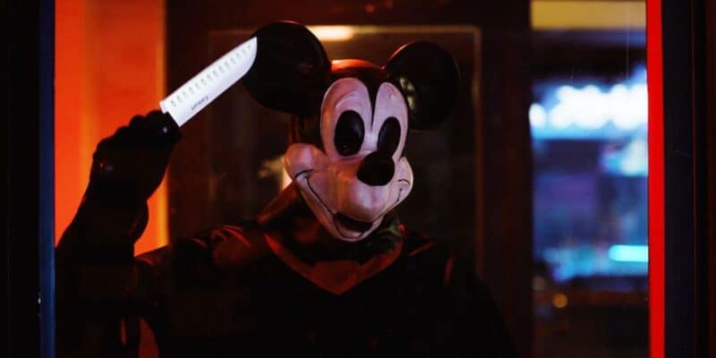 Mickey Mouse wields a knife
