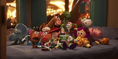 All of Bonnie's toys except Woody in a pile in the RV in 'Toy Story 4'