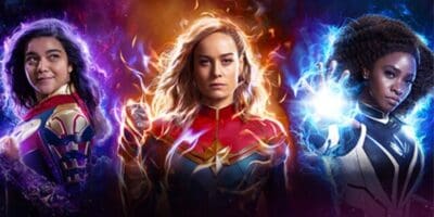 Kamala Khan, Captain Marvel, and Monica Rambeau all glowing with power