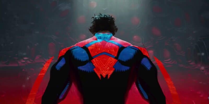 Spider-Man 2099 (Miguel O'Hara) from behind, showing off his back muscles
