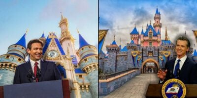 California Governor Gavin Newsom and Florida Governor Ron DeSantis at Disney World and Disneyland Resort.