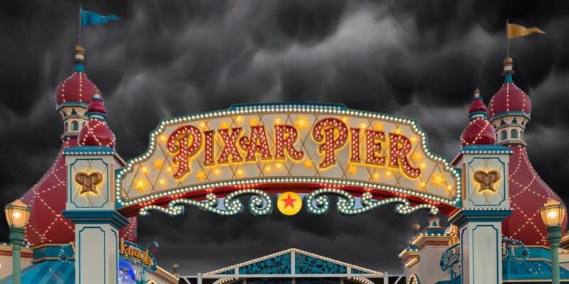 Pixar Pier at Disneyland Resort in California during a deadly storm.