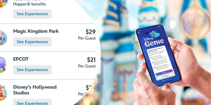 Disney Genie+ on a guest's phone inside of Walt Disney World Resort.