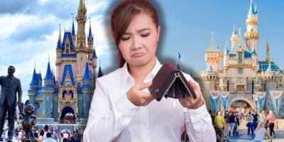 Disney cast members looking in their wallets and purses at Disney World and Disneyland.