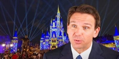 Surprised DeSantis over nighttime Disney World