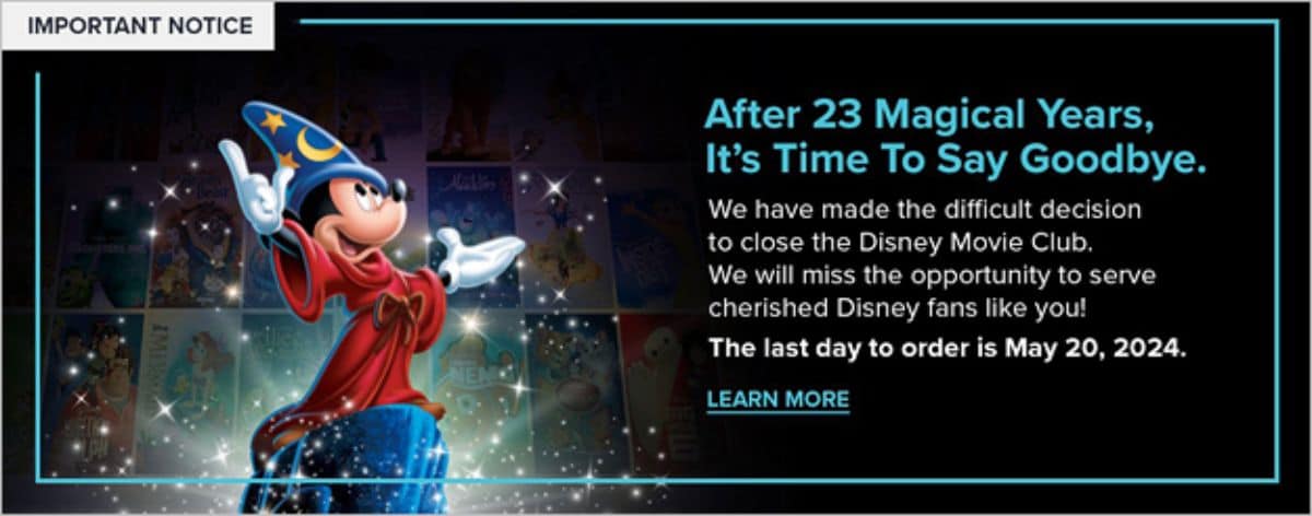 Notice on the Disney Movie Club