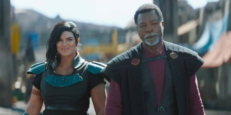 Gina Carano (Cara Dune) and Carl Weathers (Greef Karga) together in 'The Mandalorian'