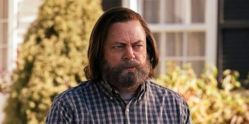 Nick Offerman with long hair in 'The Last of Us'