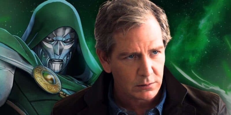 Ben Mendelsohn in front of Doctor Doom
