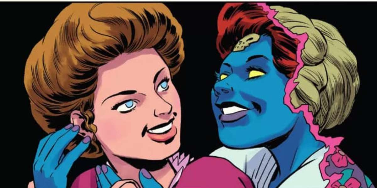 Mystique and Destiny posing together in X-Men 'History of the World' comic