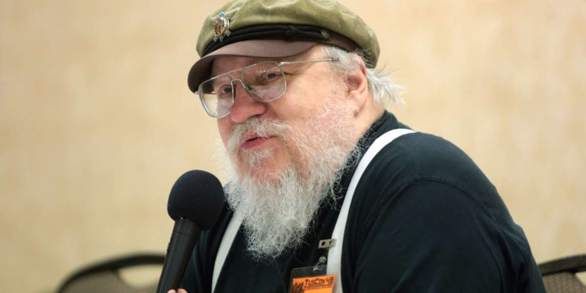 George R.R. Martin speaking on a panel