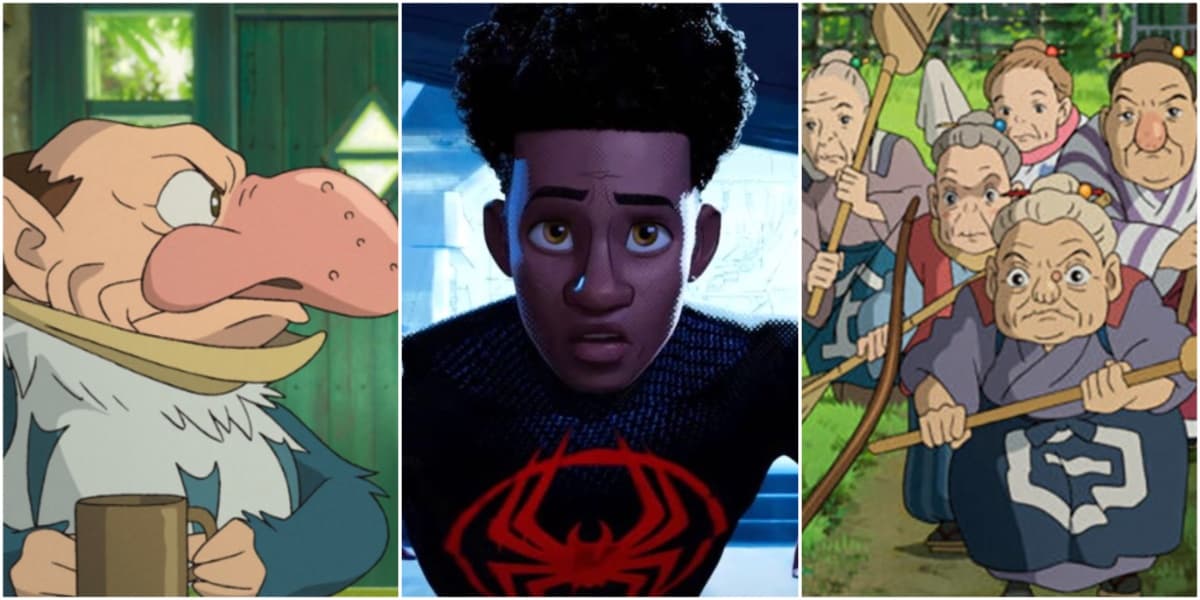 The heron looking disgruntled, Miles Morales looking scared, multiple old women marching forward ready for a fight