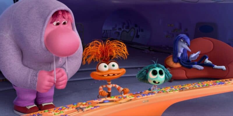 Embarrassment, Anxiety, Envy, and Ennui working the control board in Inside Out 2