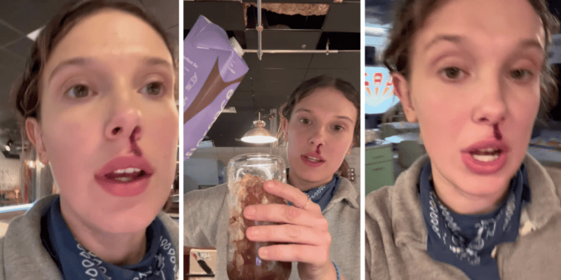 Millie Bobby Brown Stranger Things set