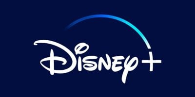 The disney+ logo on a dark blue background.