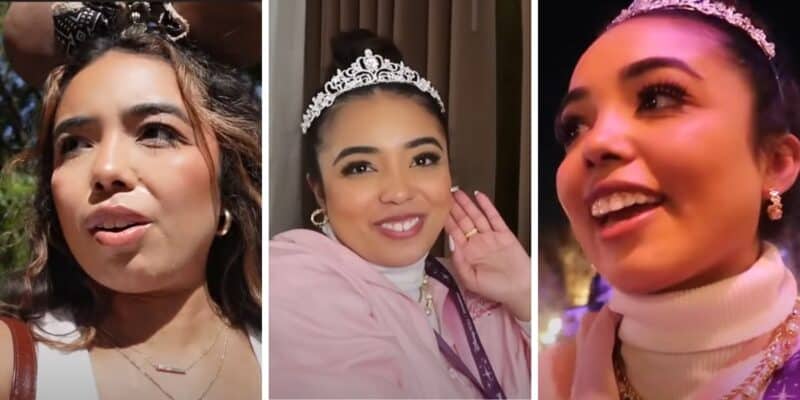 Three screenshots of a Disney influencer in vlog style filming.