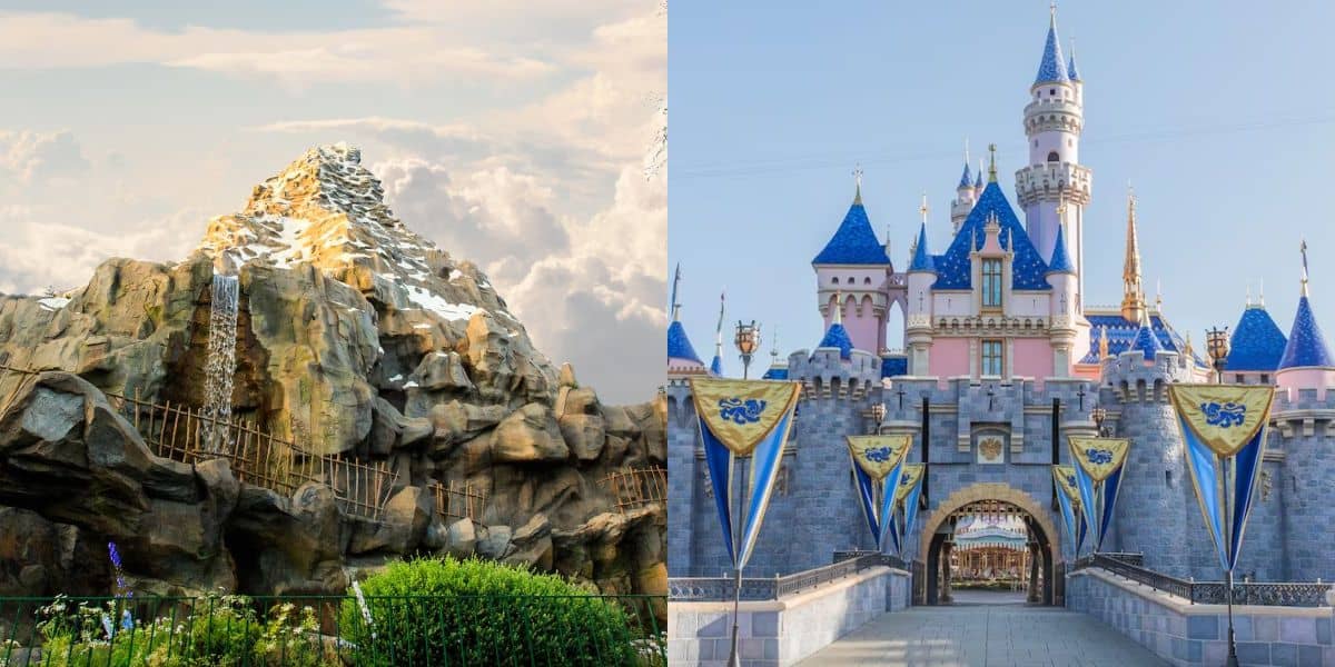 Matterhorn (left) and Sleeping Beauty Castle (right)