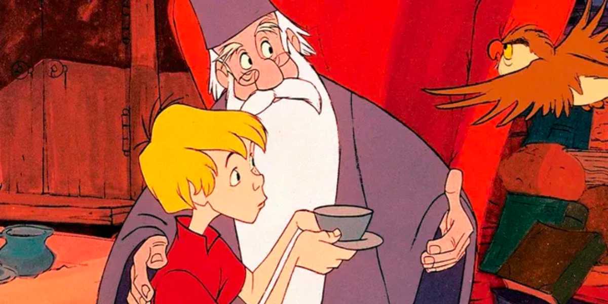 Merlin and Arthur in Sword in the Stone