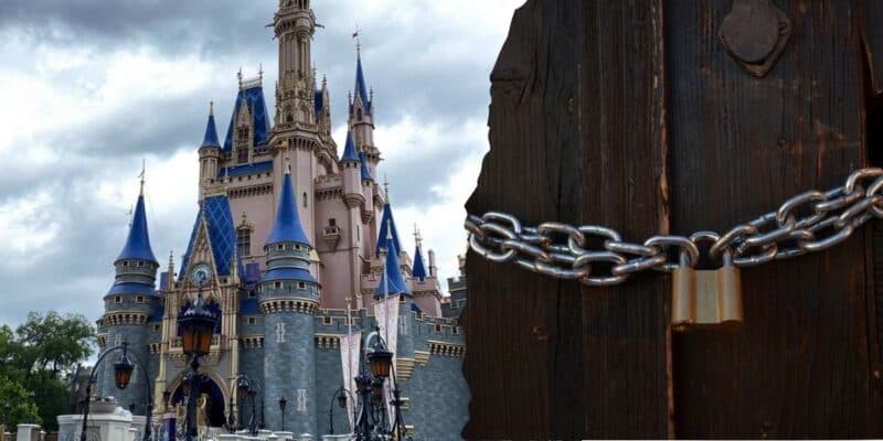 The Disney World Magic Kingdom Castle behind locked gates: dreams on hold.