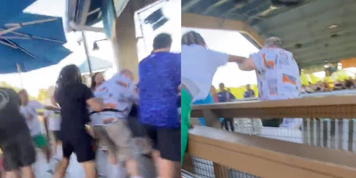 Two blurred images of people in a crowded, covered outdoor area, suggesting motion or activity. the left image shows a group interacting closely, while the right image features a person extending an arm towards others.