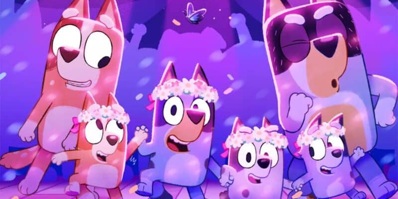 Bluey and her family dance at a wedding.