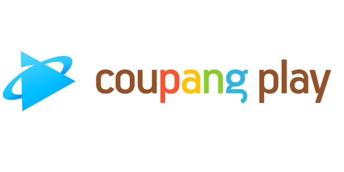 Logo of coupang play featuring a stylized blue atom symbol to the left of the multicolored text "coupang play".