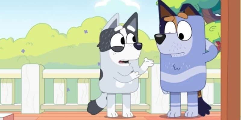 Stripe and Trixie arguing in Bluey