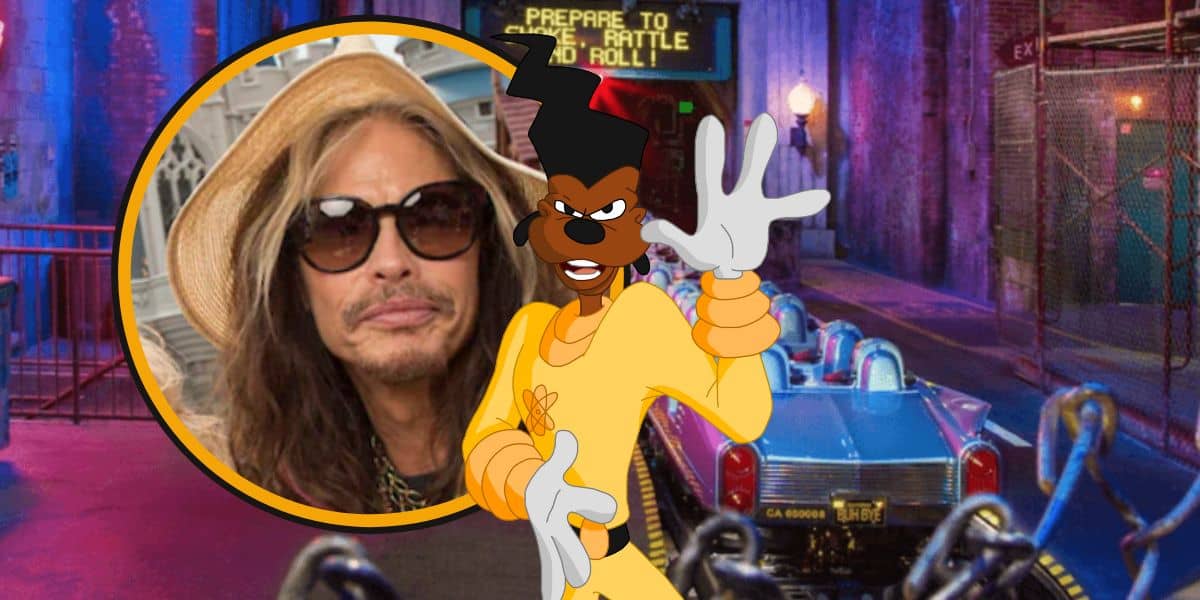 An illustration of Powerline dressed in a yellow outfit, positioned beside a circular inset showing a real man with long wavy hair and a hat, all against a cartoon-style city street backdrop rethemed in an unexpected way.