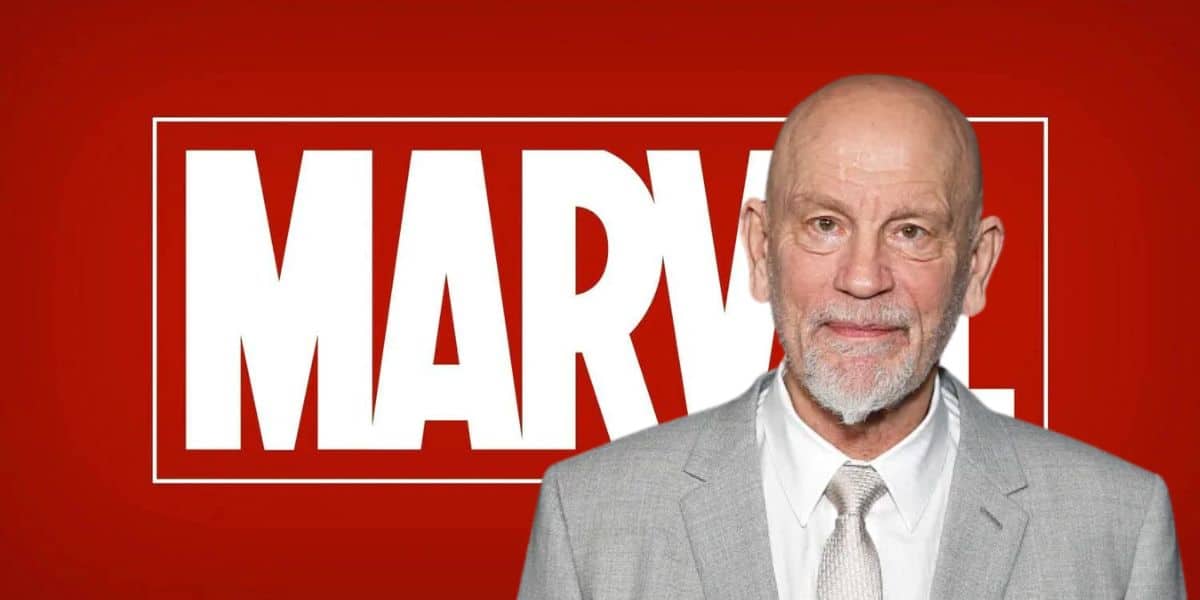 Malkovich in front of the Marvel Logo