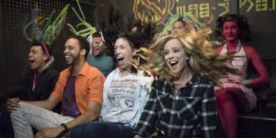 Eight guests screaming on Guardians of the Galaxy – Mission: BREAKOUT!