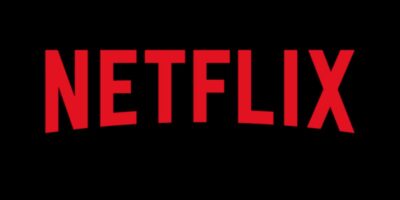 The image shows the Netflix logo, which consists of the word "NETFLIX" written in bold, uppercase red letters against a black background.
