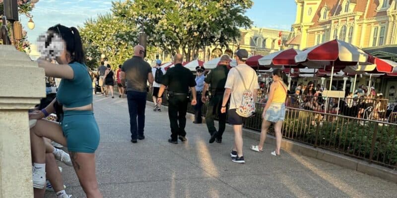 Police walking down Main Street in Magic Kingdom at Walt Disney World Resort.