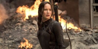 Katniss Everdeen in front of fire