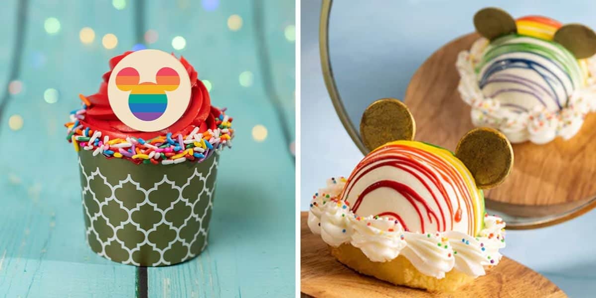 Rainbow pride cupcakes and mousse domes available at Disney World this June.