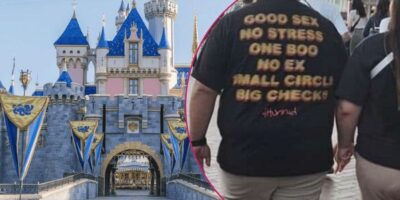 Sleeping beauty castle, a vulgar shirt that many feel violates the disney dress code.